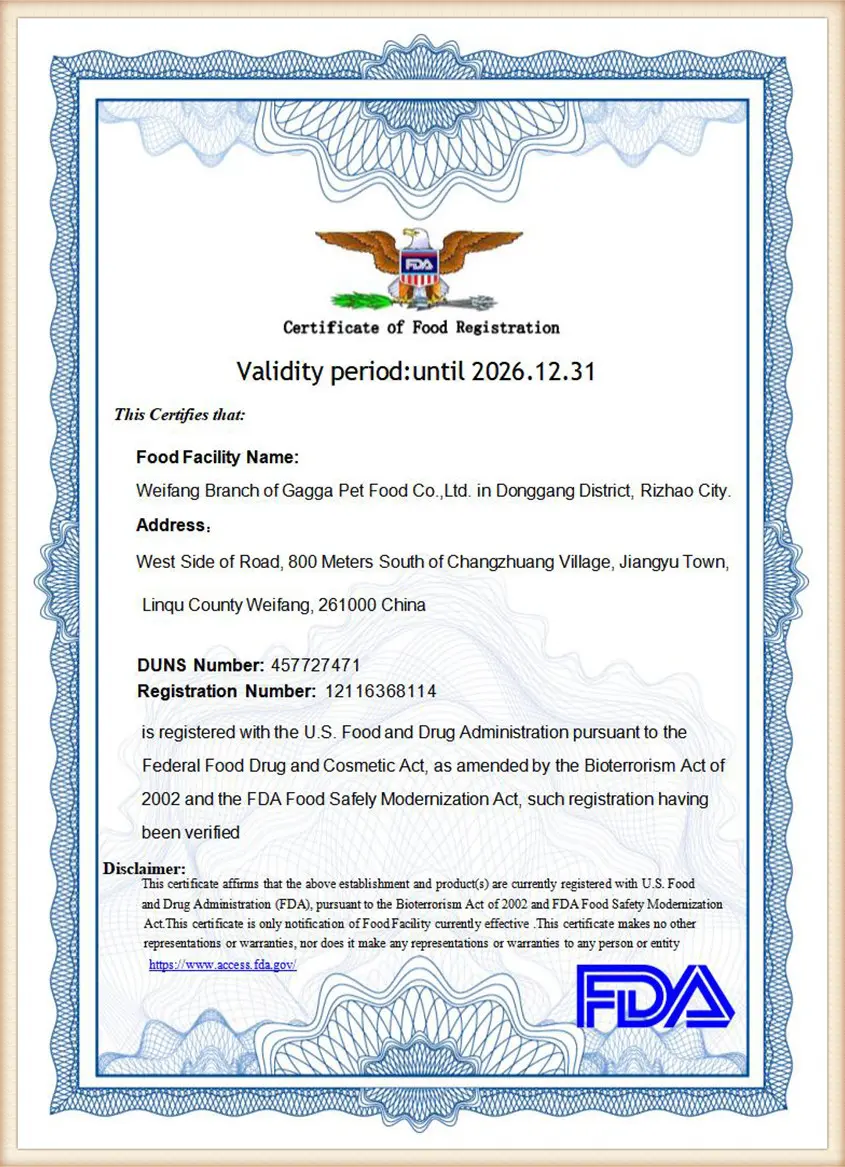 Health Certificate for Animal Feeds Export