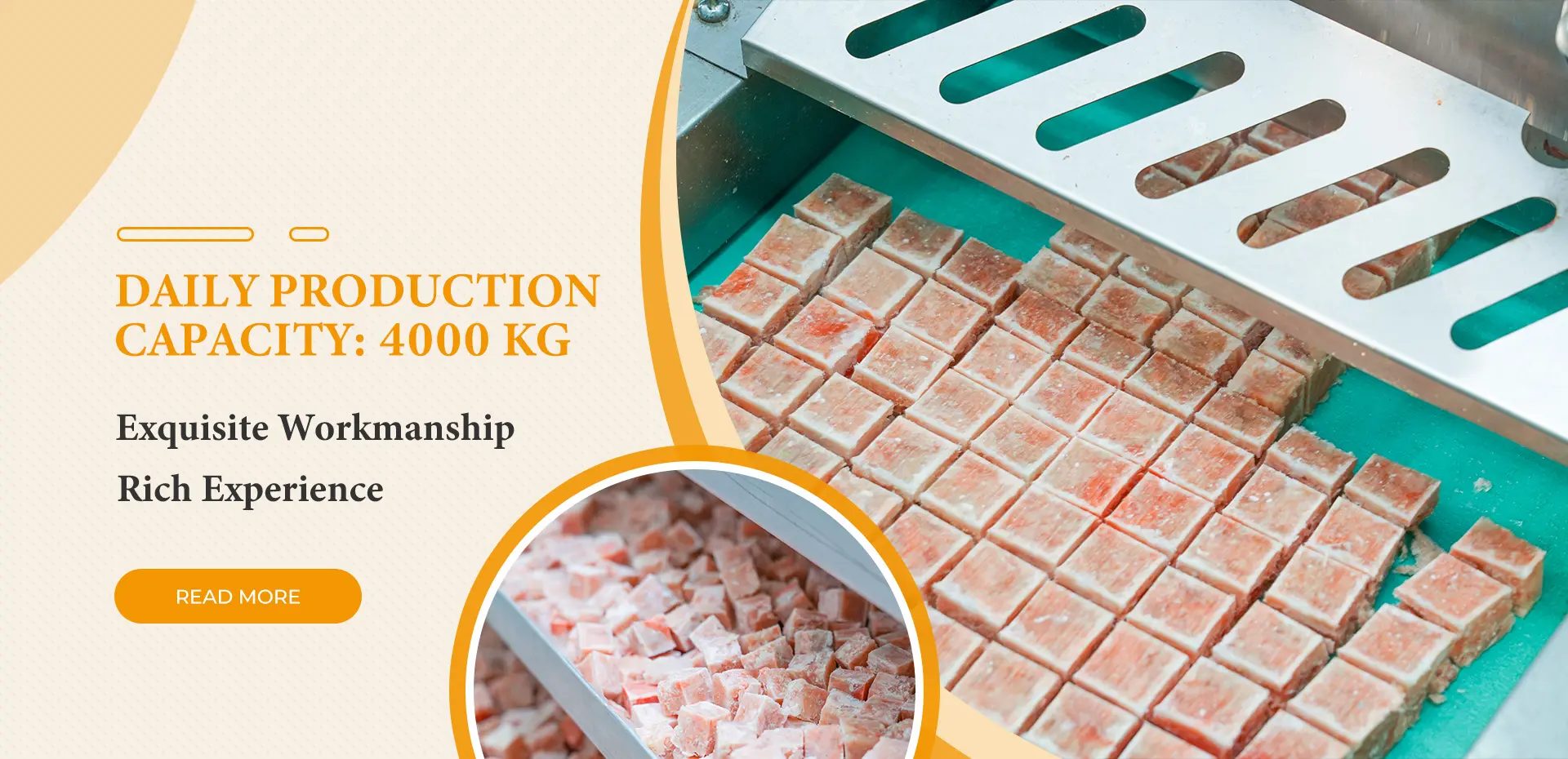 GAGA freeze-dried pet food production line macro focus shot