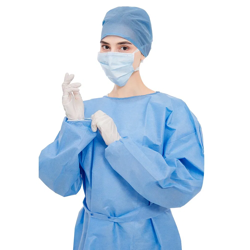 Cirugía Crecido AAMI Nivel 2 Bata Quirúrgica Traje Médico de Aislamiento Hospital Gowns de Aislamiento SMS Batas Quirúrgicas Desechables