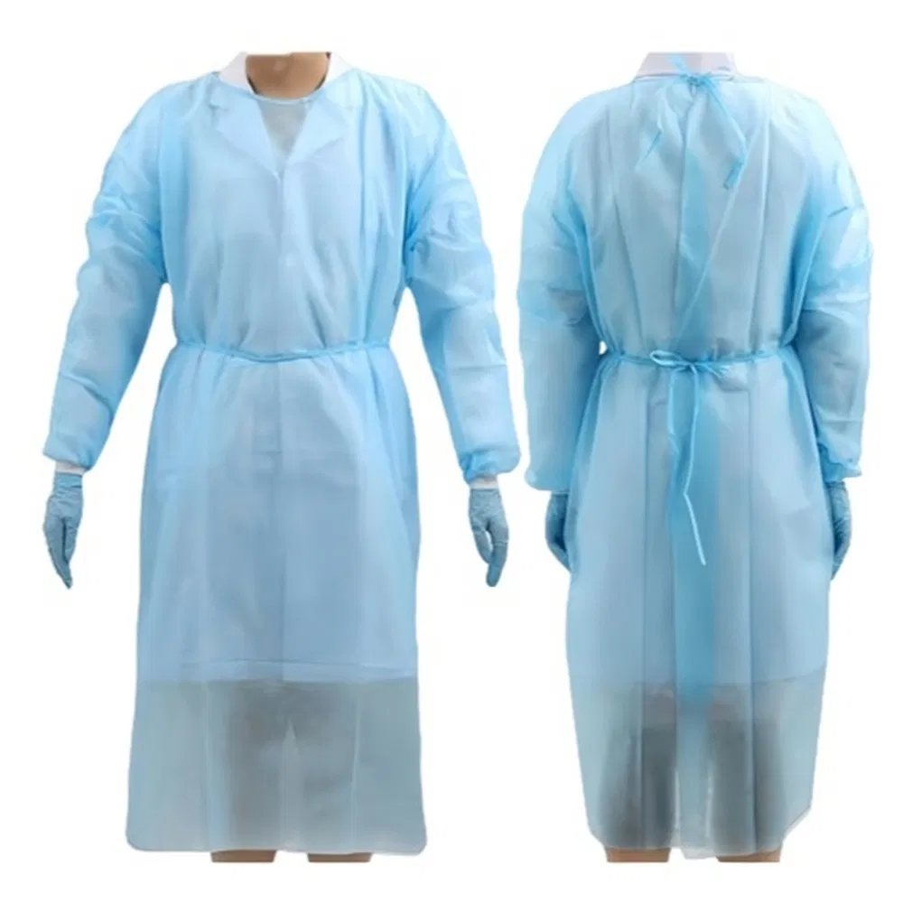 Bata de aislamiento no tejida médica resistente a fluidos para procedimientos de rescate en UCI