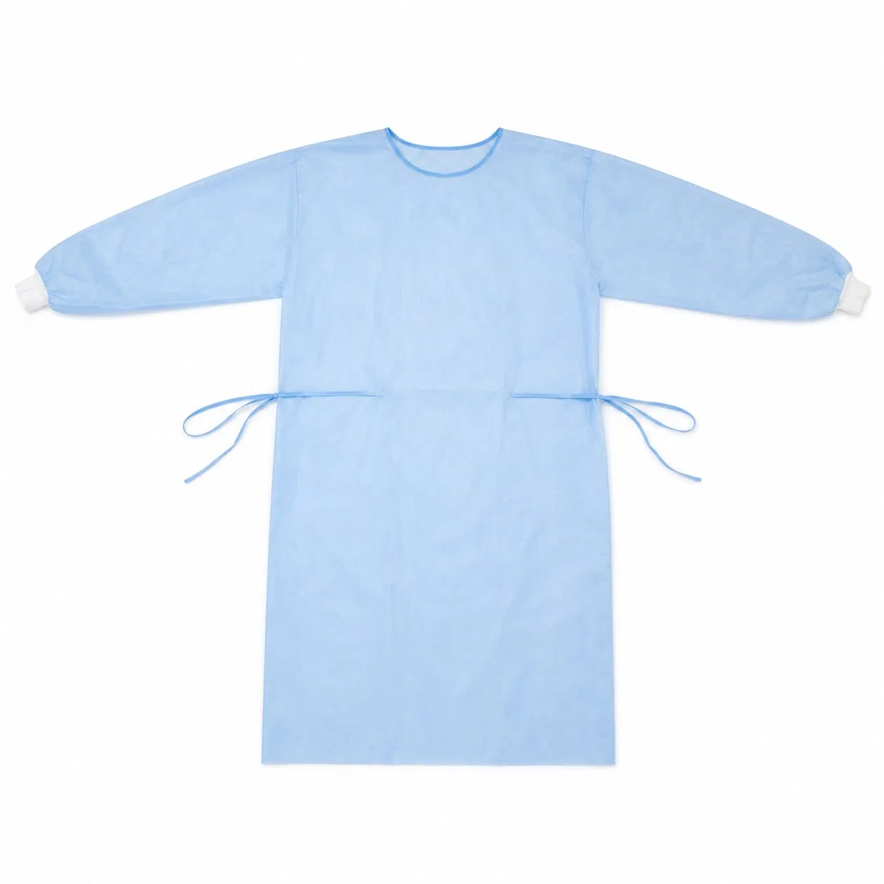 Bata de aislamiento desechable impermeable con diseño de lazo en la parte posterior