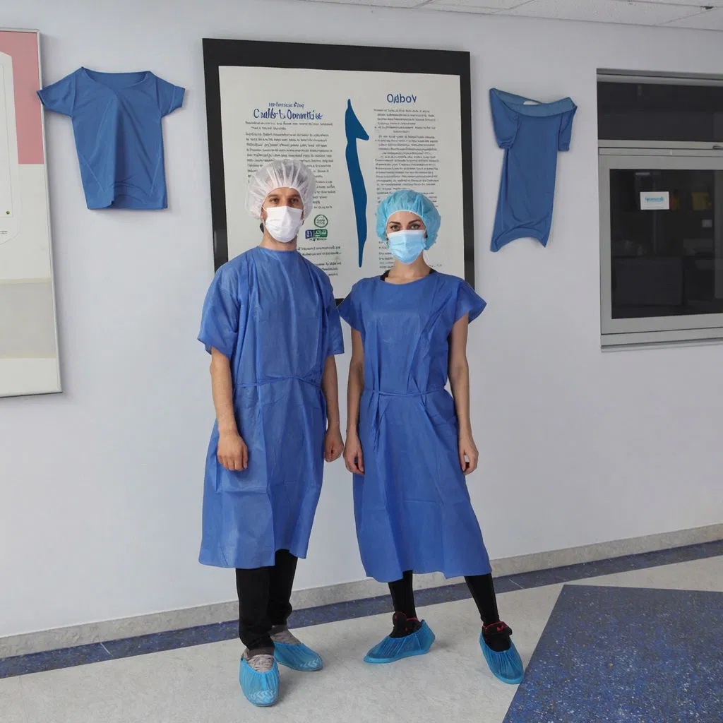 SMS PP No Tejido Paciente Protector Hospital Desechable Gown de Aislamiento