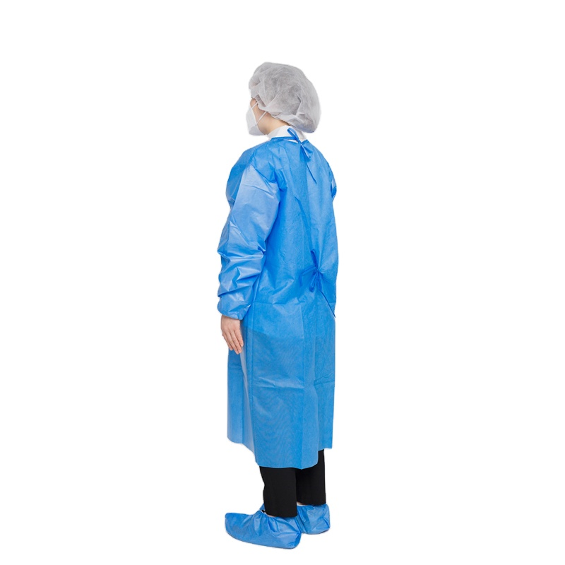 Bata de aislamiento universal desechable de PP no tejido con puño de punto, bata de aislamiento impermeable para uso en hospitales por médicos y enfermeras con certificación CE