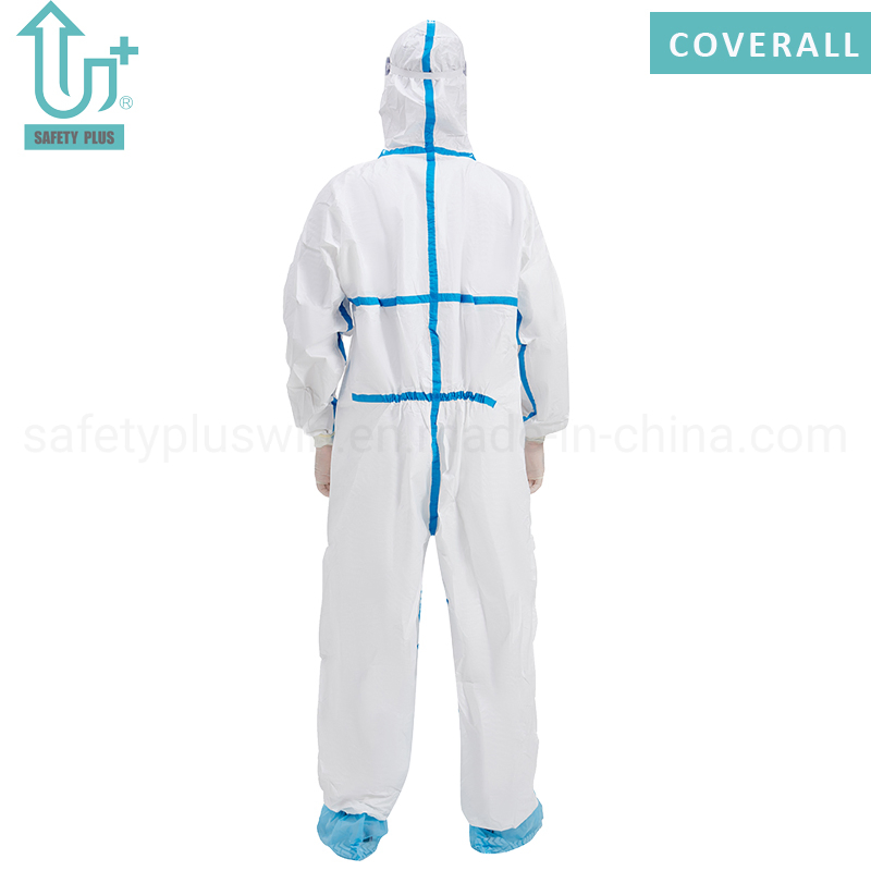 Tipo 3 y 4 Ropa de protección desechable PPE Ropa de seguridad protectora Mono de PP no tejido Ropa de seguridad microporosa Vestimenta de trabajo Bata de aislamiento