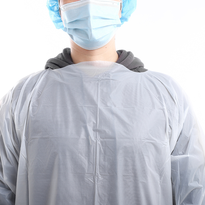 35 Batas Quirúrgicas de CPE Reforzadas No Estériles de GSM, Batas Médicas Desechables Aislantes Impermeables