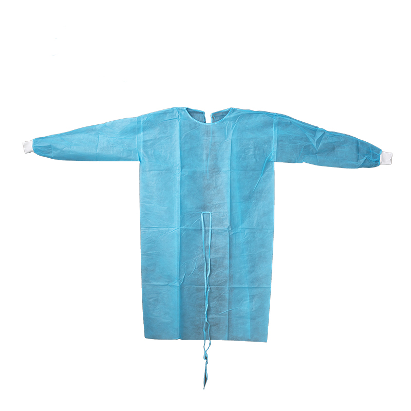 Bata de aislamiento desechable resistente a fluidos con mangas largas, ropa médica protectora