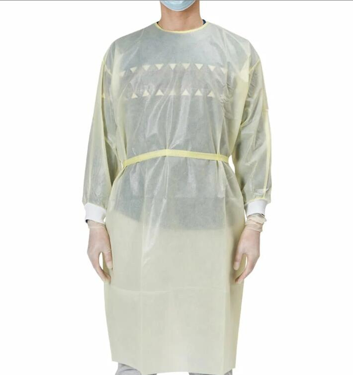 Bata de aislamiento desechable microporosa PP SMS, ropa quirúrgica impermeable desechable de no tejido