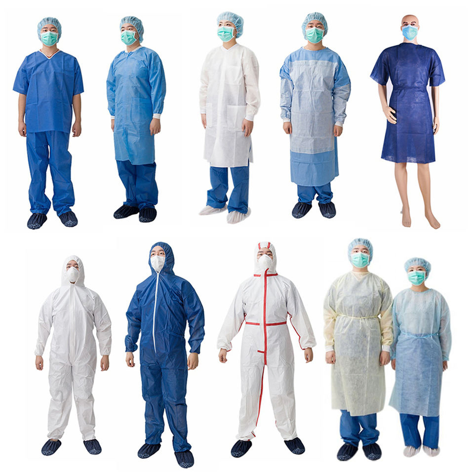Bata estéril reforzada desechable de PP SMS PP+PE para hospital, médico, enfermera, ropa médica, aislamiento, bata quirúrgica