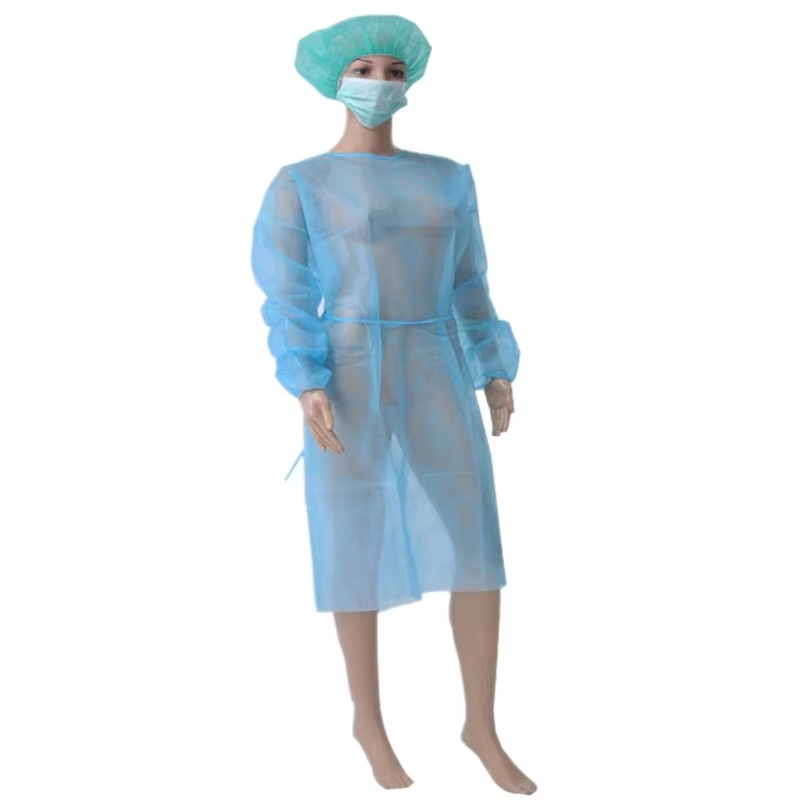 Bata de aislamiento desechable al por mayor con puños de punto, bata quirúrgica, bata para visitantes de laboratorio, a prueba de estática, a prueba de radiación, a prueba de agua