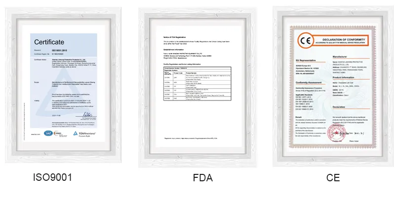 Certificados CE FDA ISO