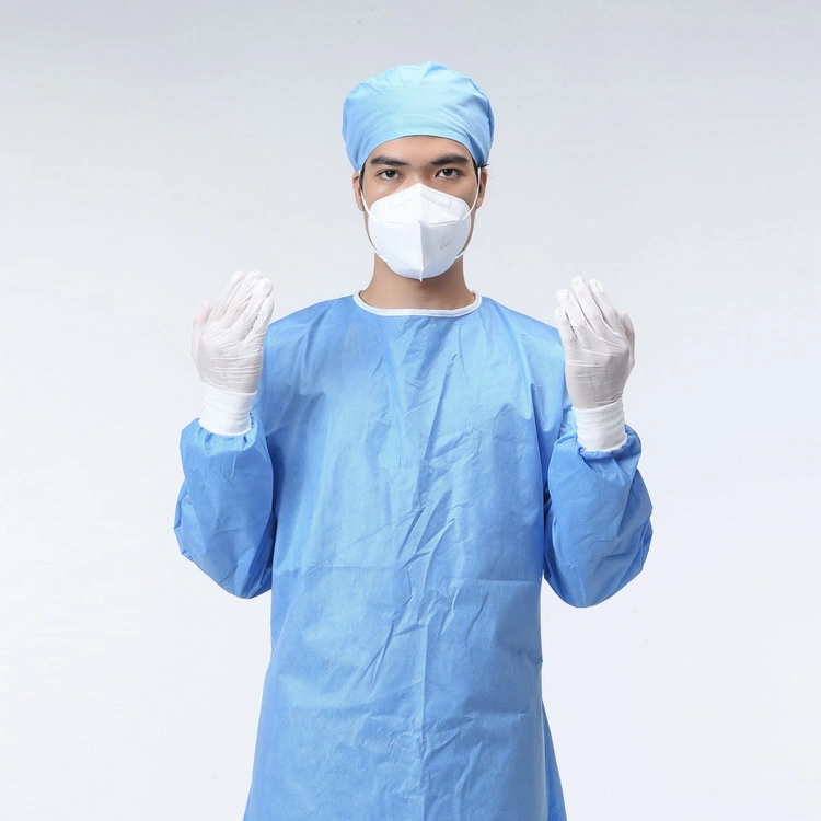 Fabricante Fábrica Hospital Uniforme CE ISO Reforzado Médico Quirúrgico Impermeable Estéril Adulto Nivel 1 2 3 SMS PP Bata de Aislamiento de Cirujano Batas Quirúrgicas