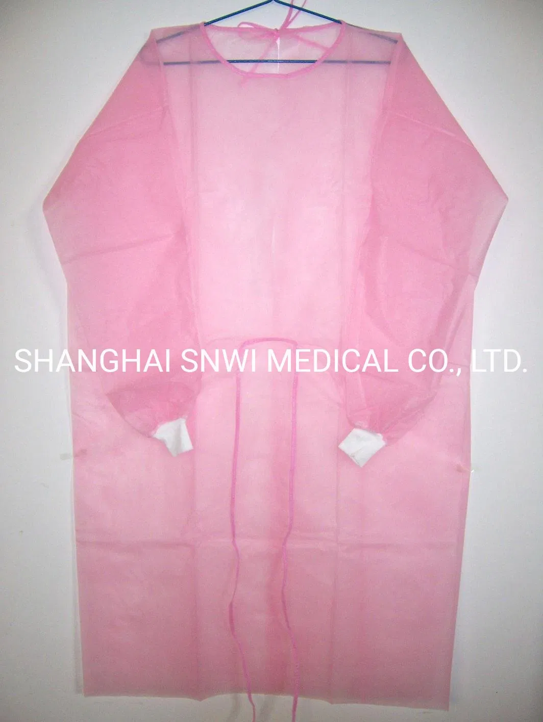 Gown de AAMI Nivel 2 Protección PP PE 40GSM Laminado Quirúrgico Impermeable Desechable de Aislamiento