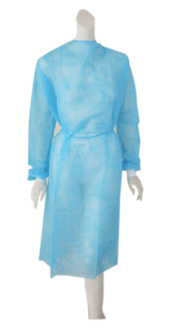 Bata de aislamiento desechable de PP+PE con puños de punto
