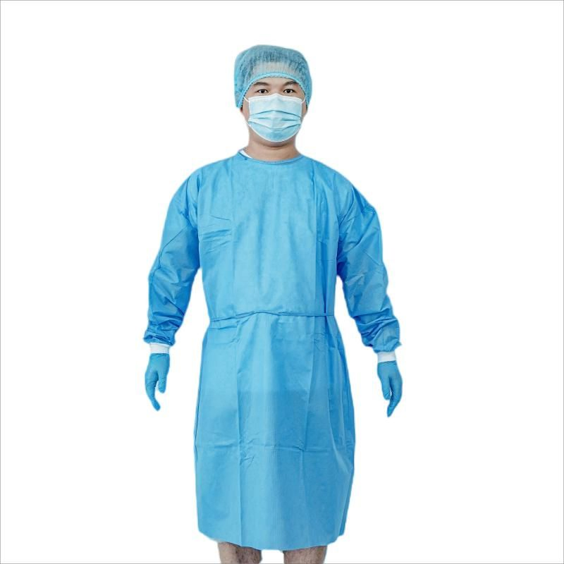 Bata de aislamiento médica desechable de alta calidad AAMI Nivel 2 de SMS no tejido