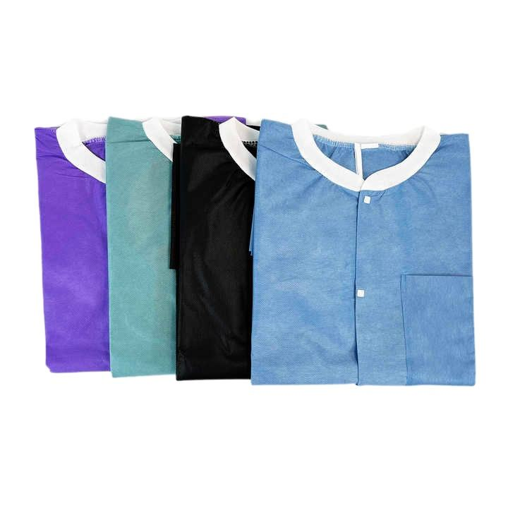 Conjunto de Scrubs Médicos y Bata de Laboratorio Blanca Desechable No Tejida Protectora para Uso Clínico Uniforme de Enfermera (YQD1-7)