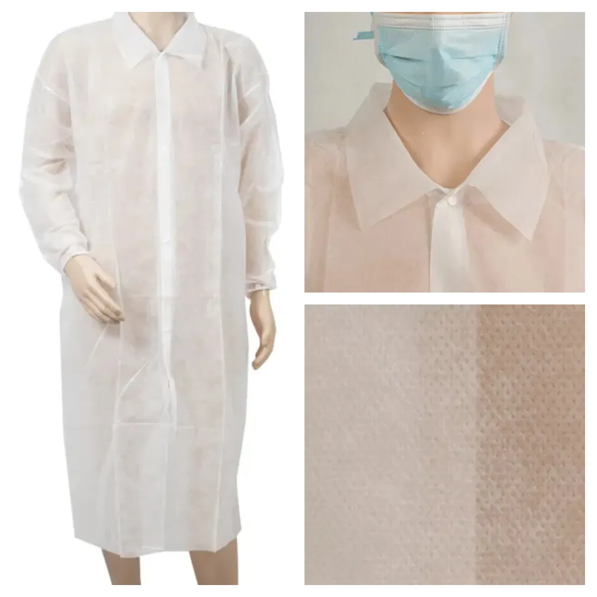 Bata de aislamiento desechable, transpirable y waterproof de PP no tejido para uso en hospitales y laboratorios