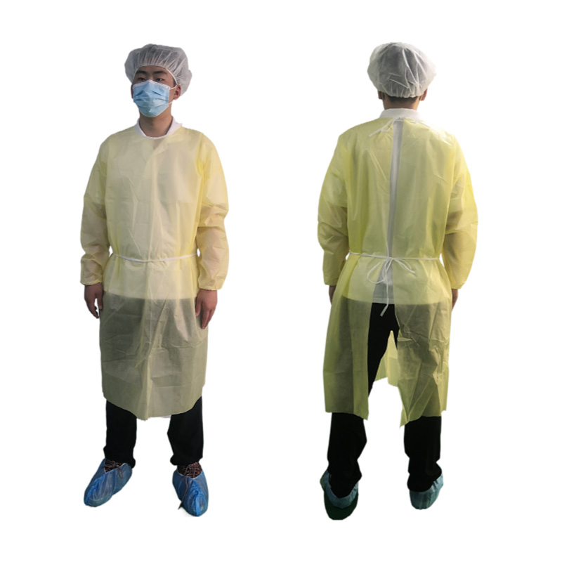 Venta Caliente Bata de Aislamiento PP 35 GSM Polipropileno No Tejido Mayorista Bata de Aislamiento