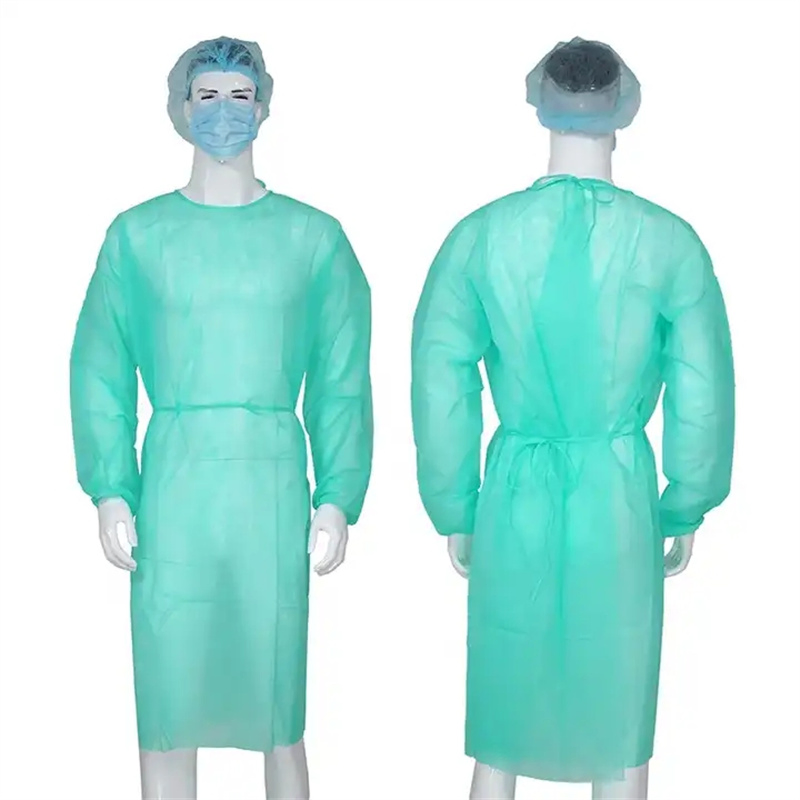 Batas médicas desechables de polipropileno no tejidas, económicas, transpirables y protectoras, color verde