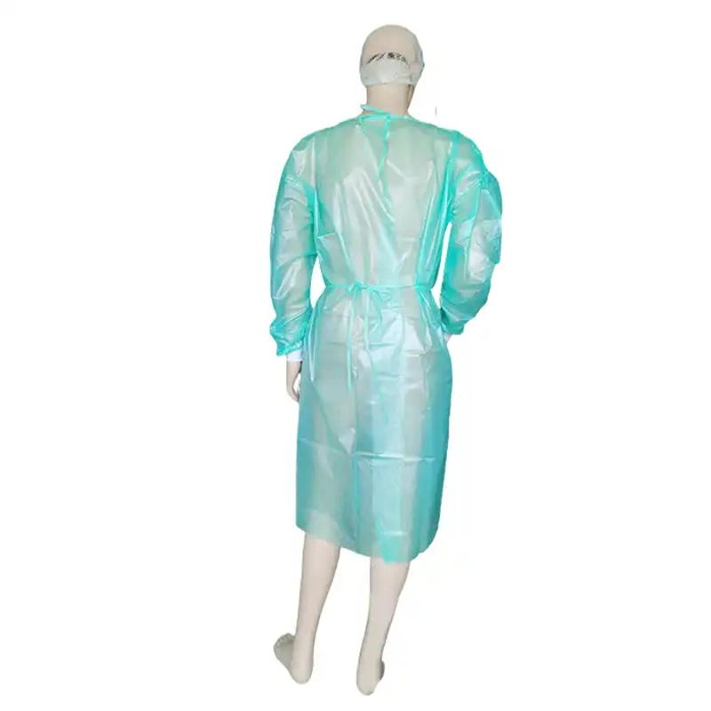 Bata de aislamiento reutilizable desechable de PP+PE no tejida impermeable para trabajo protectora