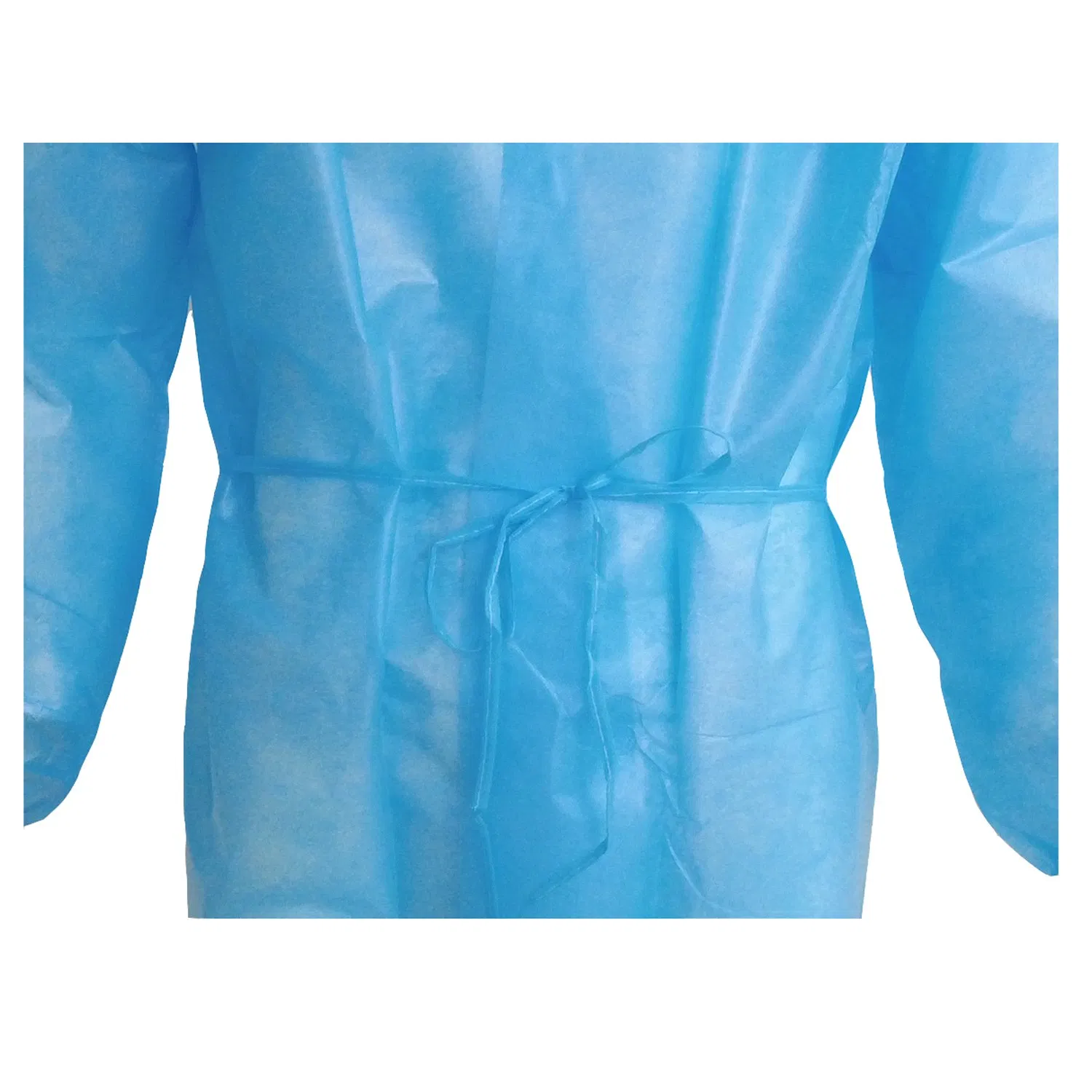 40GSM Nivel 2 Bata de Aislamiento Desechable Médica Azul de Polipropileno y Polietileno