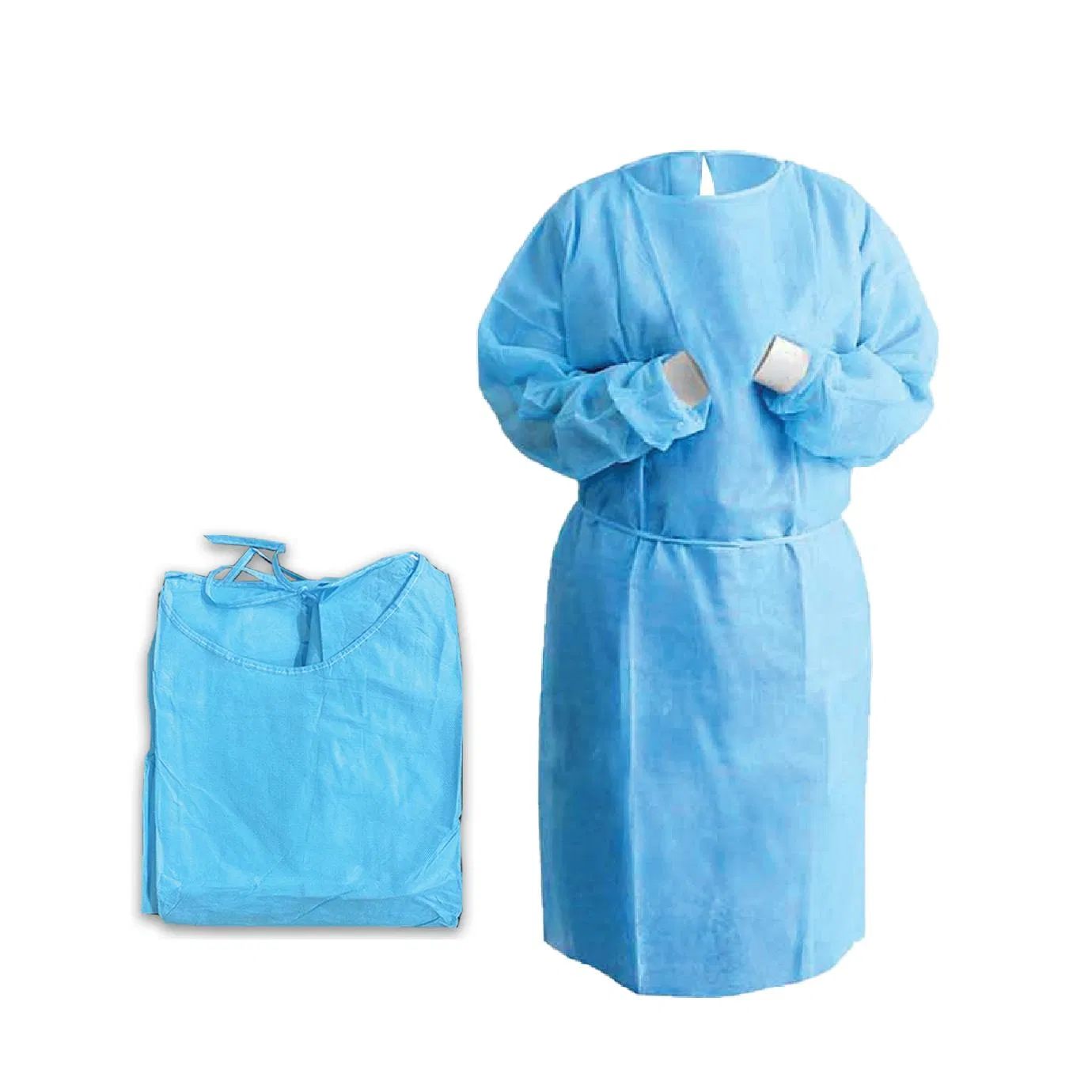 Ropa protectora desechable de polipropileno no tejido, bata de aislamiento, bata de examen para pacientes, delantal desechable amarillo con mangas largas para hospital