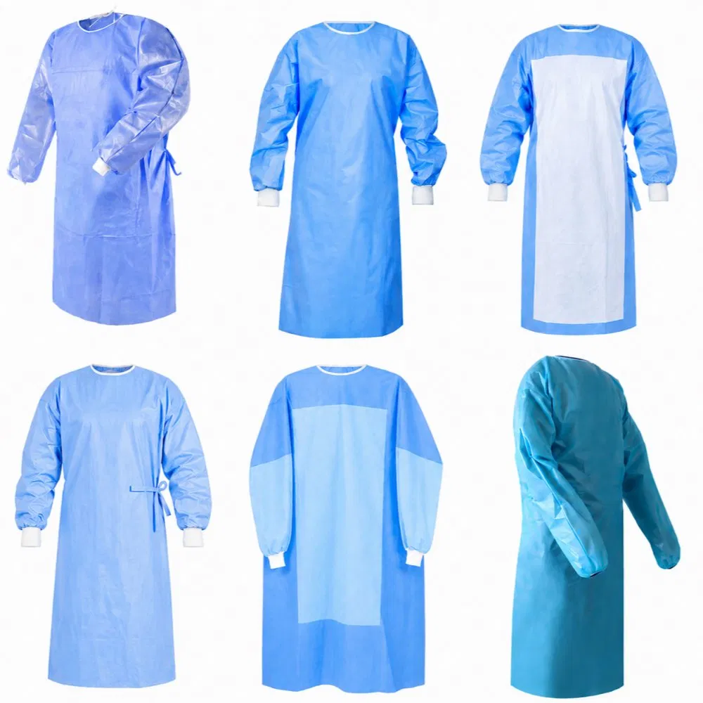 Bata Quirúrgica Desechable Reforzada AAMI Nivel 3/4 Eo Estéril Gown de Aislamiento Médico