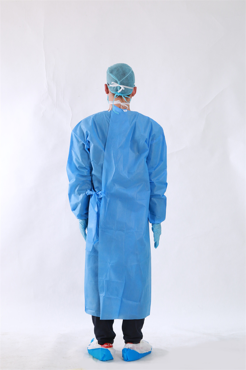 Nivel 3 Manguito de punto SMS impermeable de tela no tejida ropa protectora desechable bata quirúrgica estéril