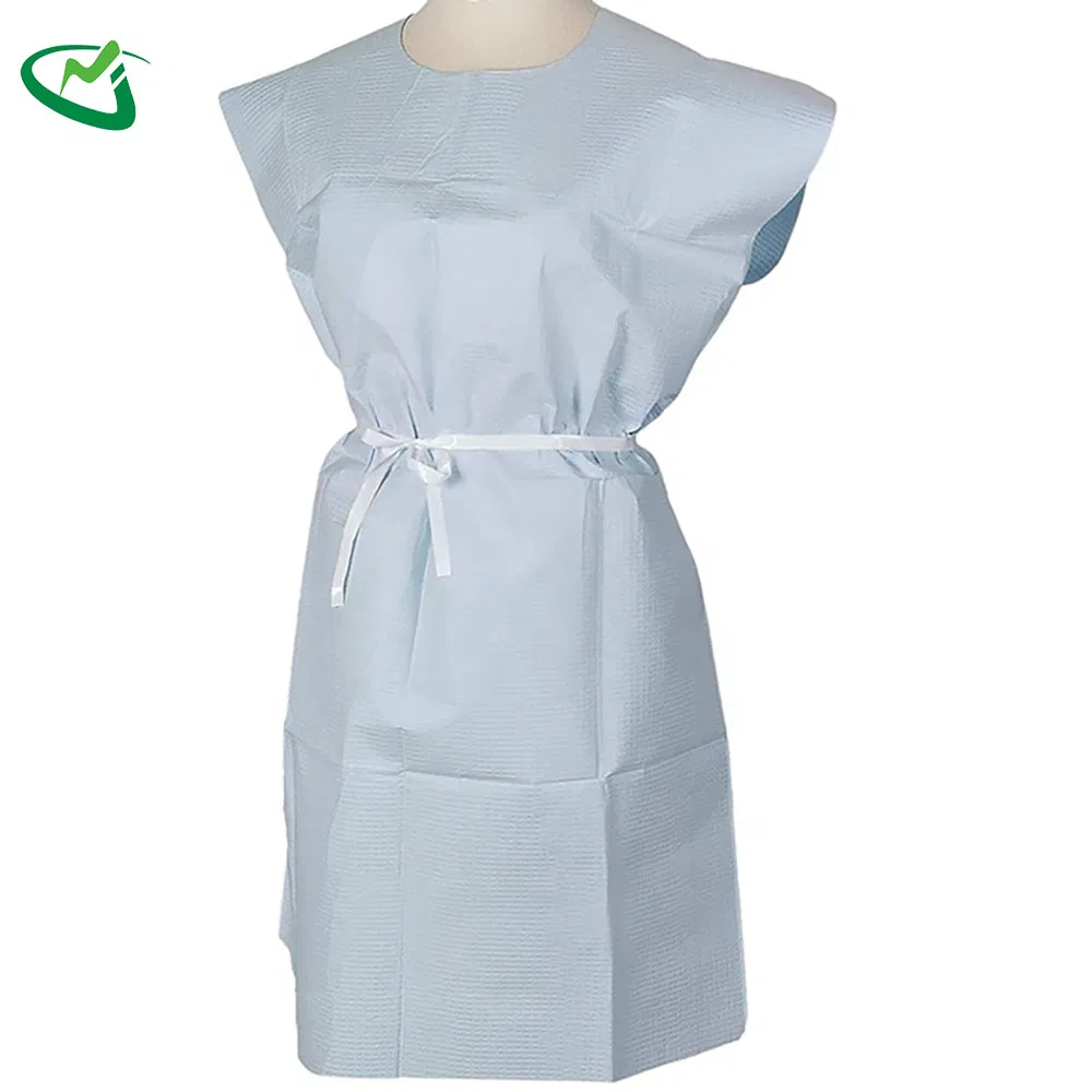 Bata de aislamiento desechable de no tejido, bata médica protectora con puños de punto
