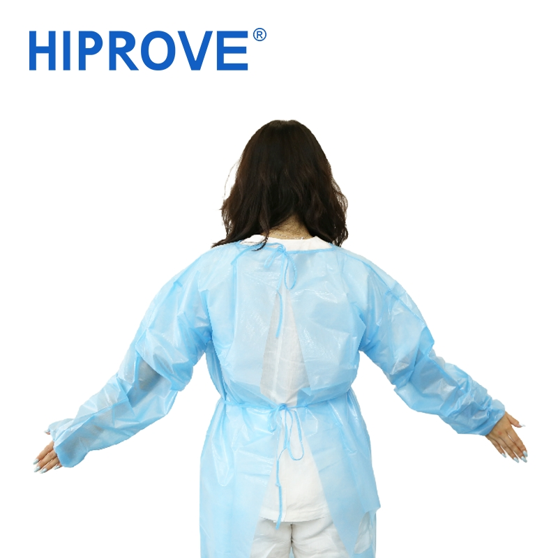 Uso hospitalario médico laboratorio bata desechable impermeable de PP PE SMS protectora reforzada de aislamiento quirúrgico con puño de punto