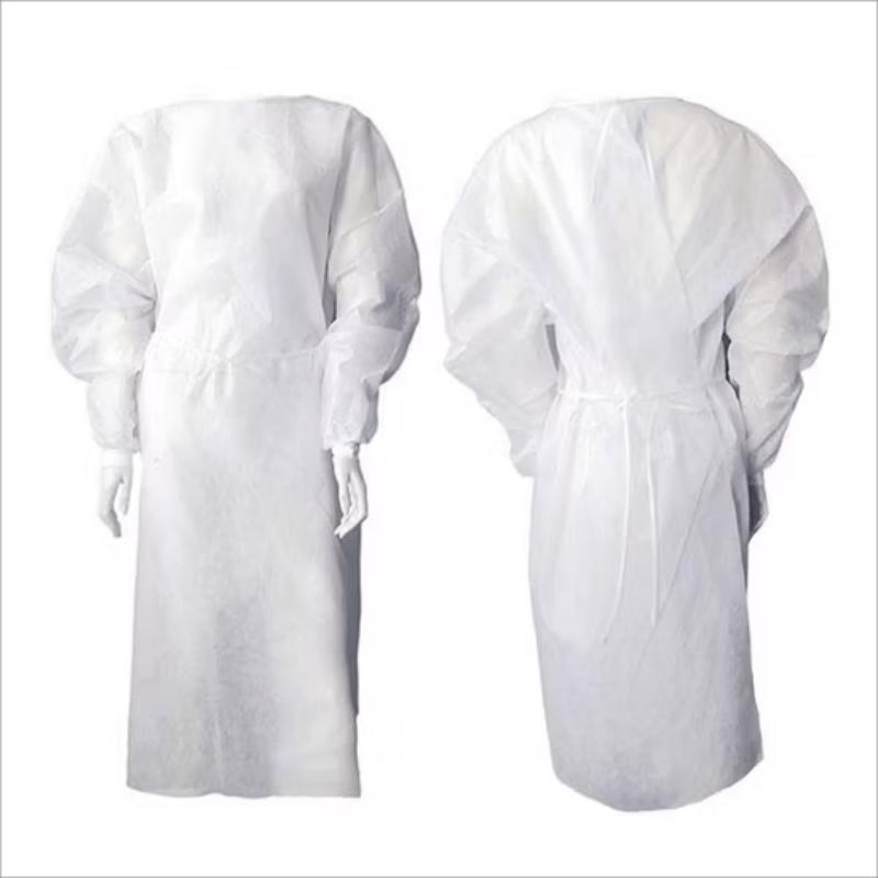 Bata desechable de polipropileno de fábrica, bata de aislamiento desechable, bata médica de aislamiento no tejida PP16GSM 20GSM 25GSM 30GSM 35GSM 40GSM