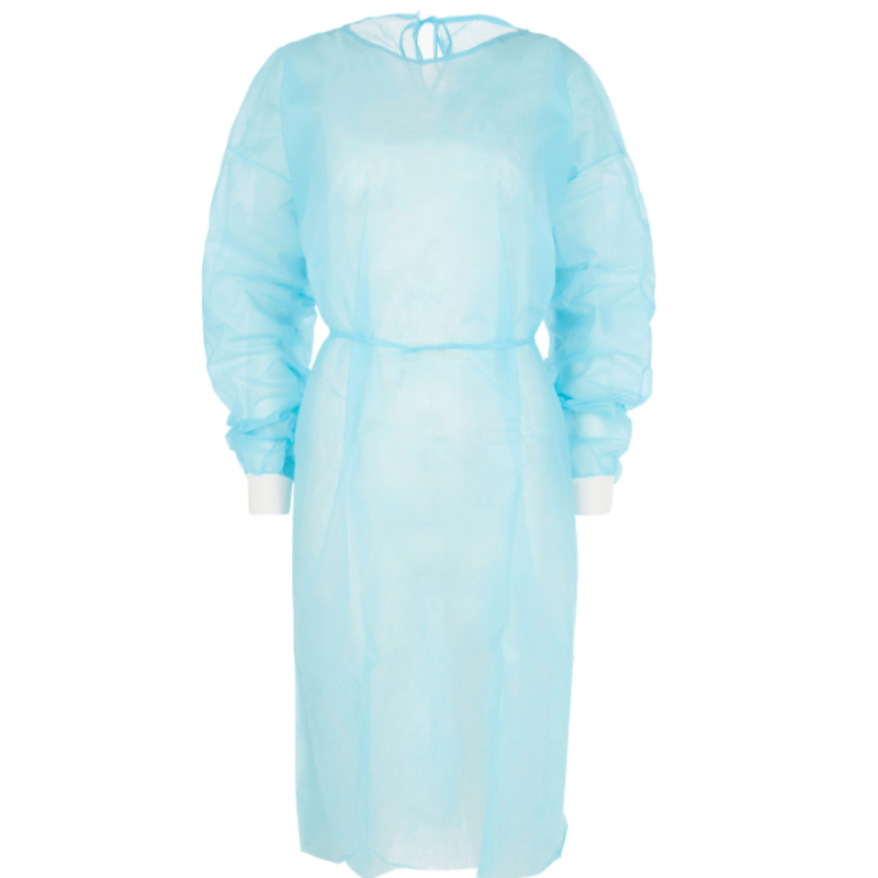 Bata de aislamiento desechable microporosa PP SMS, ropa quirúrgica impermeable desechable de no tejido