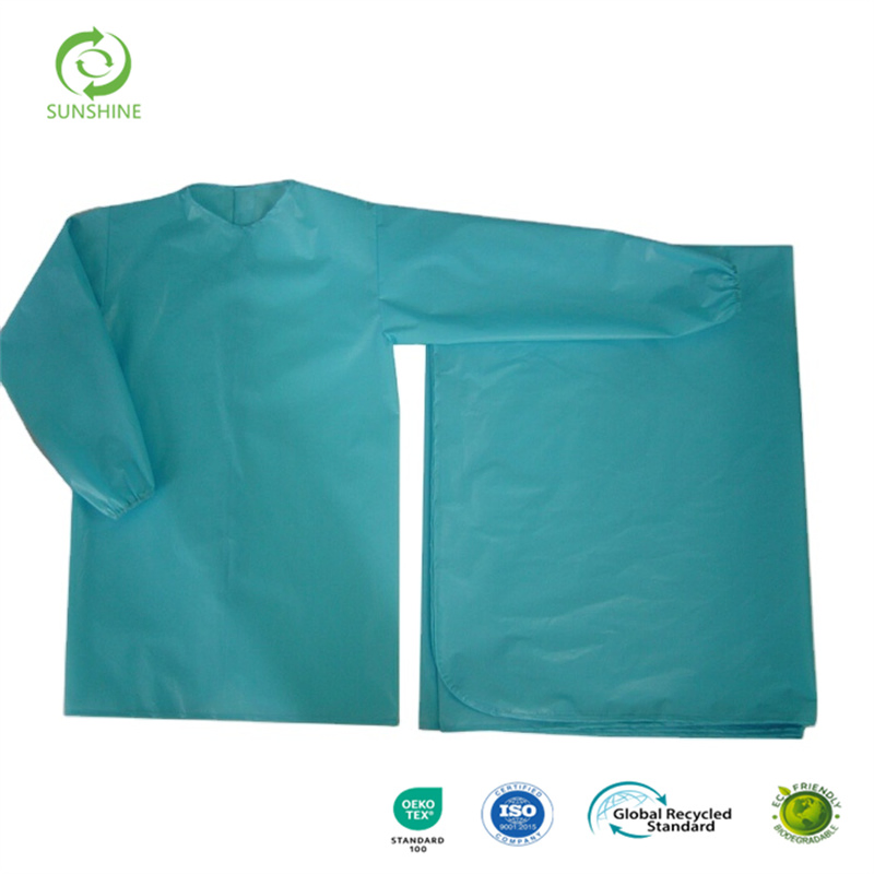 Tela no tejida Sunshine transpirable impermeable azul bata de aislamiento a precio de fábrica