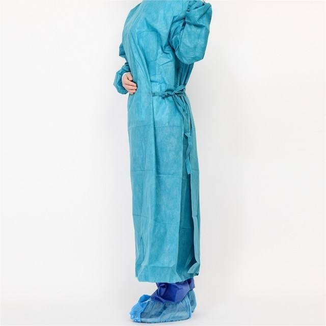 Bata de aislamiento impermeable desechable Premium para uso quirúrgico