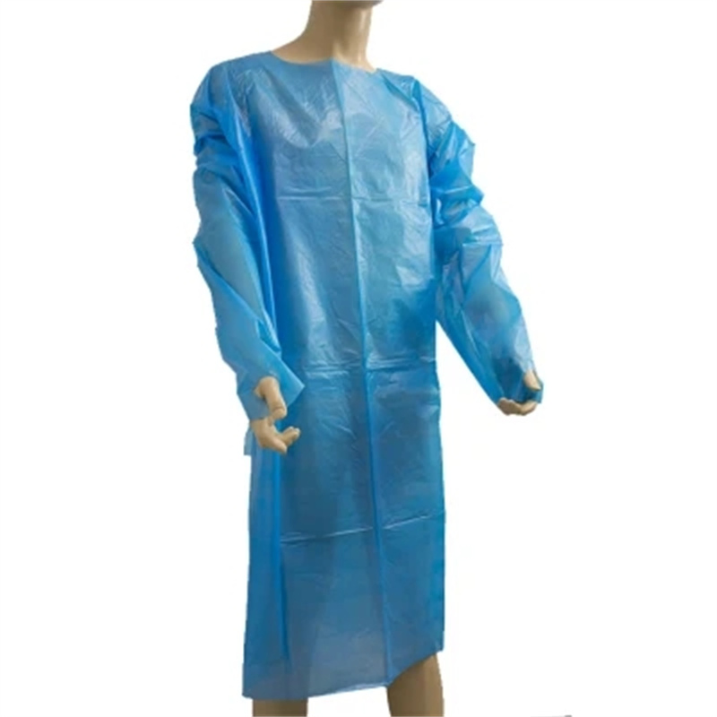 Gown de aislamiento microporoso azul, amarillo, blanco y verde para protección
