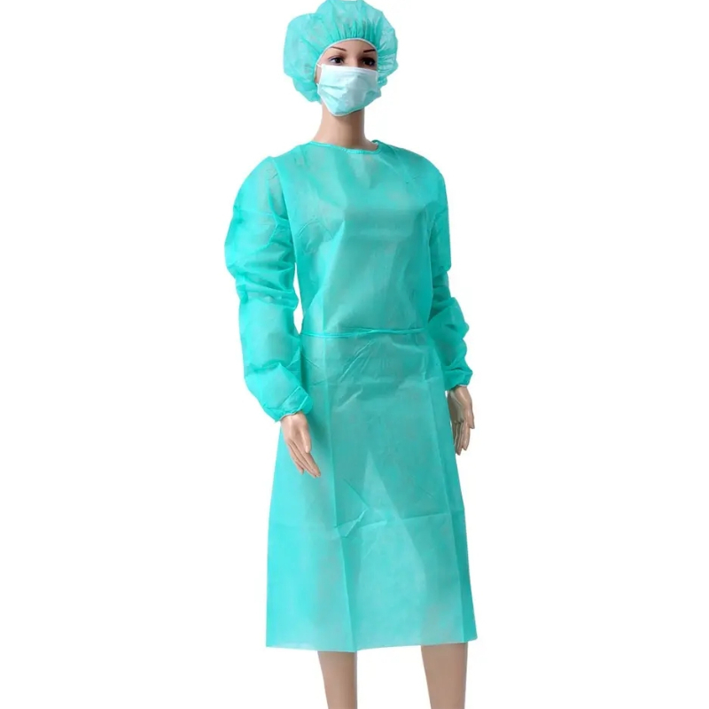 Batas médicas desechables de polipropileno no tejidas, económicas, transpirables y protectoras, color verde
