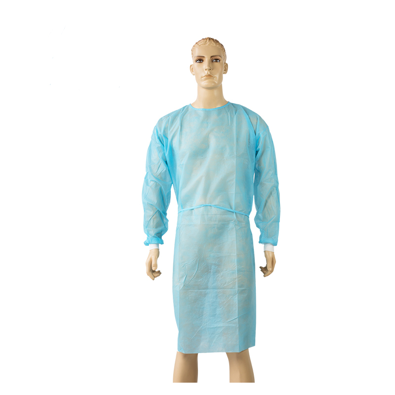 Bata de aislamiento desechable resistente a fluidos con mangas largas, ropa médica protectora