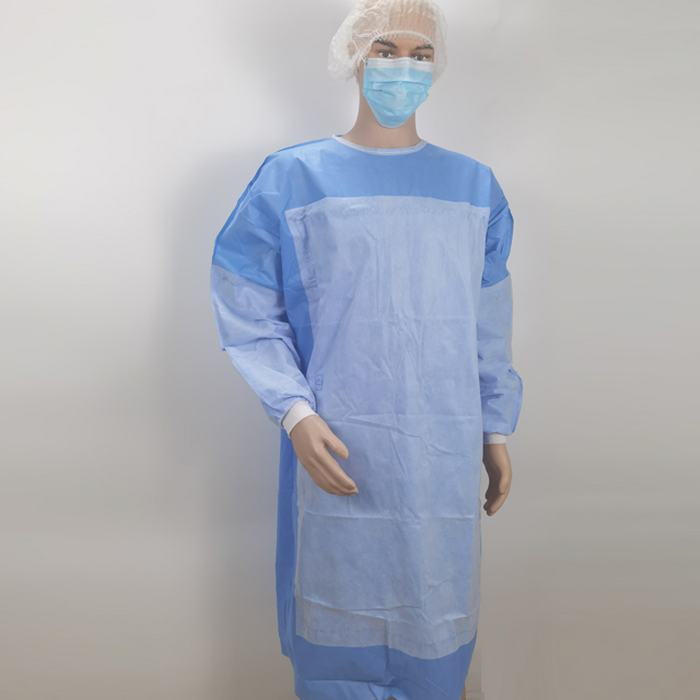 Bata de aislamiento protectora desechable no tejida azul para uso médico