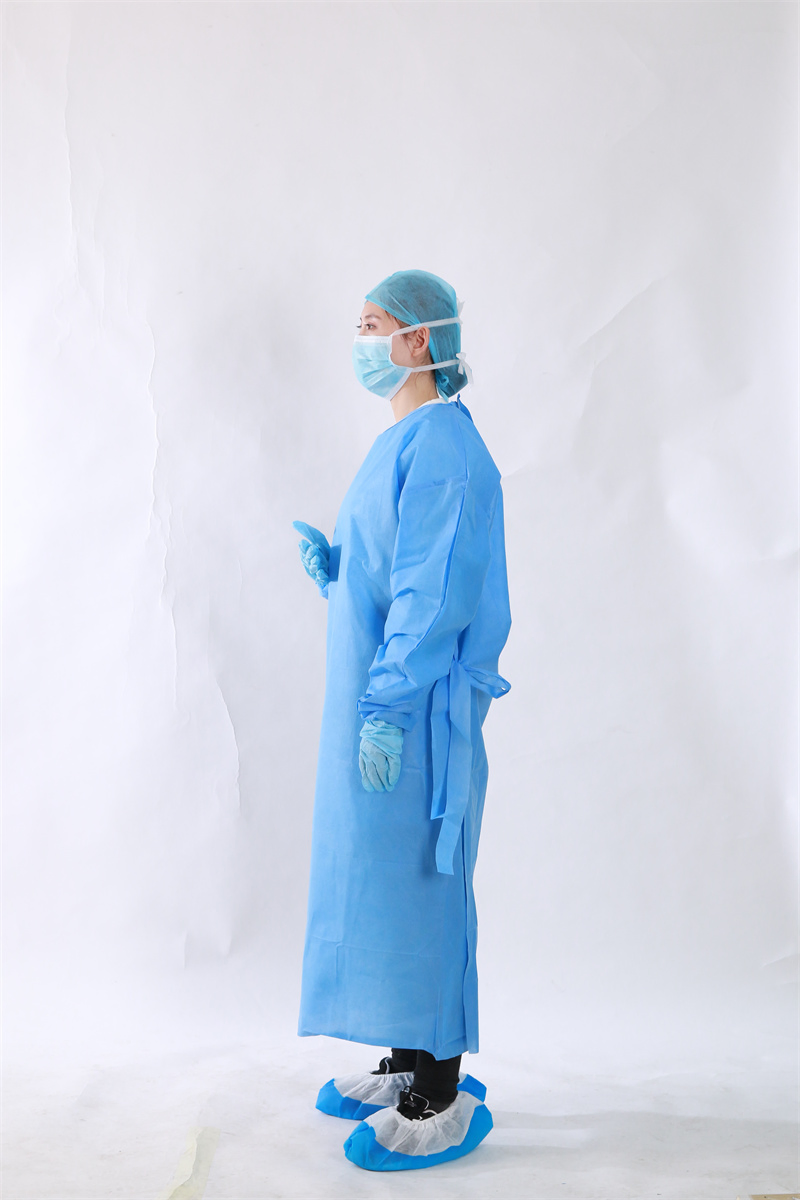 Nivel 3 Manguito de punto SMS impermeable de tela no tejida ropa protectora desechable bata quirúrgica estéril
