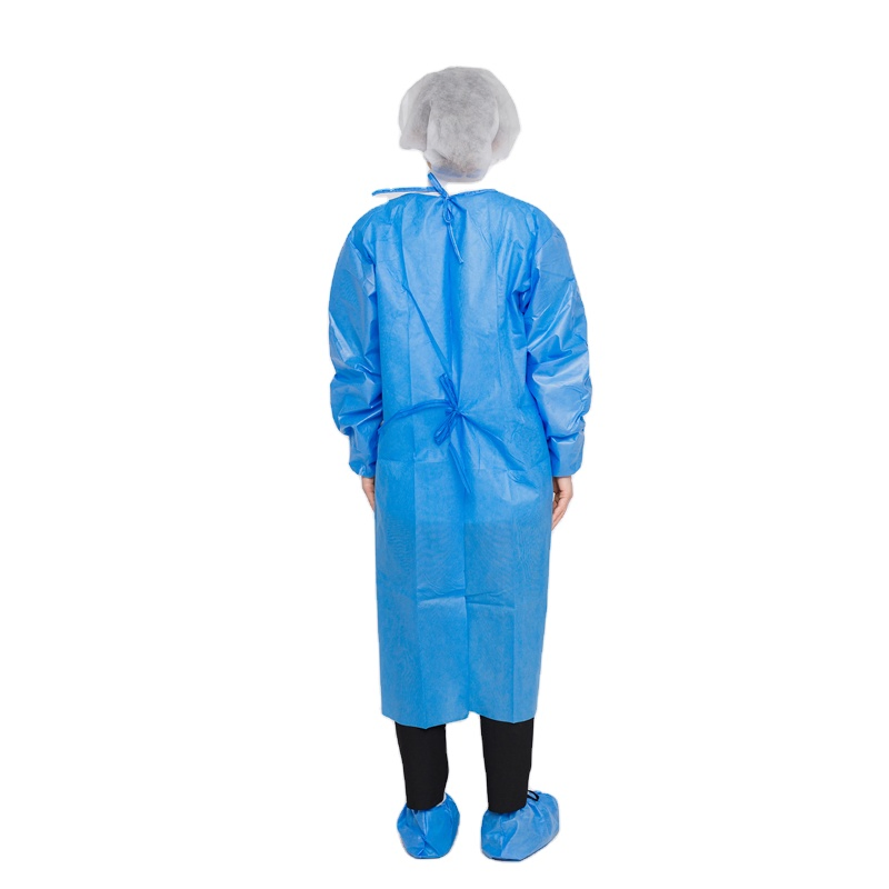 Bata de aislamiento universal desechable de PP no tejido con puño de punto, bata de aislamiento impermeable para uso en hospitales por médicos y enfermeras con certificación CE