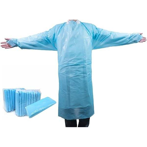 Bata quirúrgica desechable azul con lazo para el pulgar, ropa de aislamiento, traje de protección