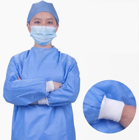 Capa de Aislamiento Hospitalario Cep PPE Nivel 2-3 Bata Quirúrgica Desechable Protectora Estéril de Tela No Tejida SMS Blanca Azul para Adultos
