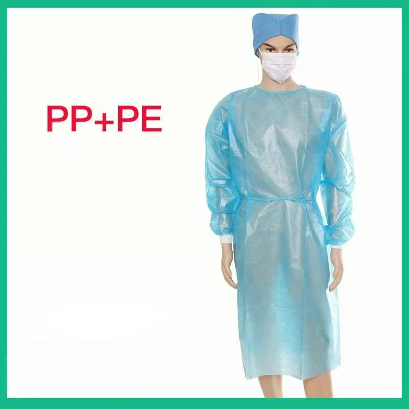 Bata de aislamiento médica desechable AAMI Nivel 2 SMS PP+PE con certificación CE