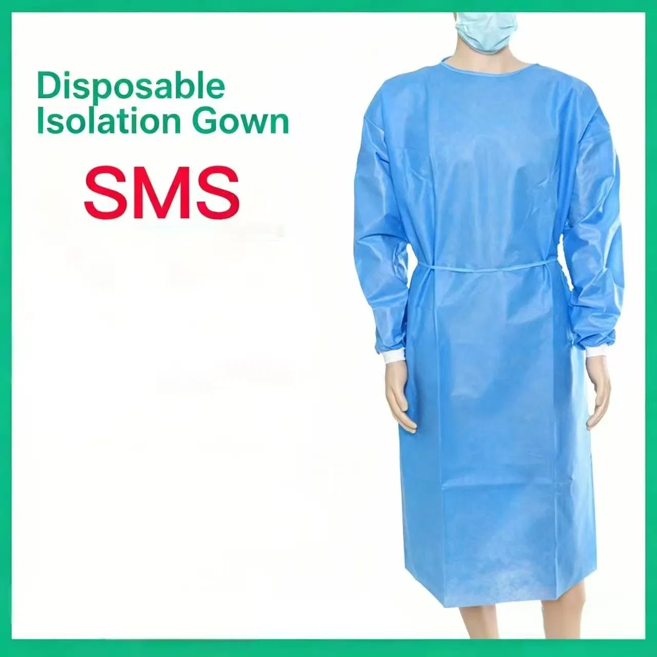 Bata de aislamiento médica desechable AAMI Nivel 2 SMS PP+PE con certificación CE