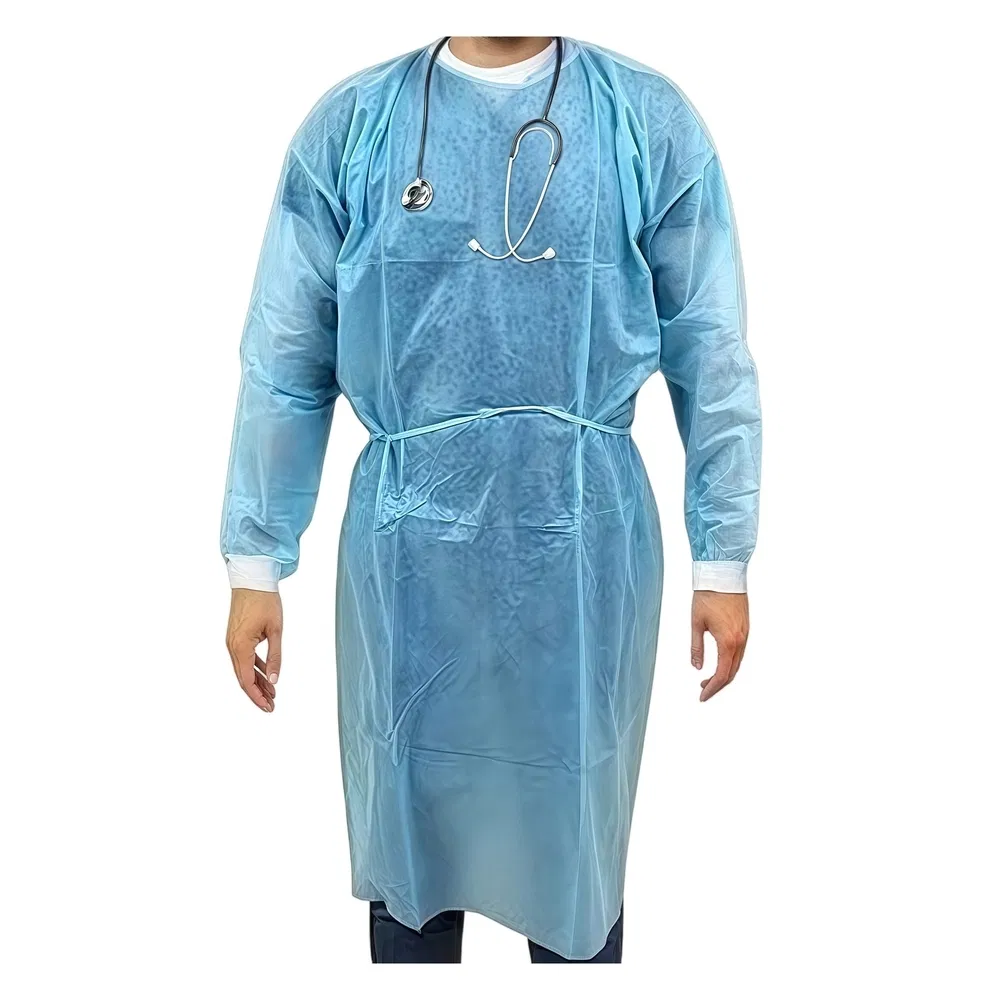 Bata de aislamiento no tejida de polipropileno protectora para necesidades de atención médica clínica
