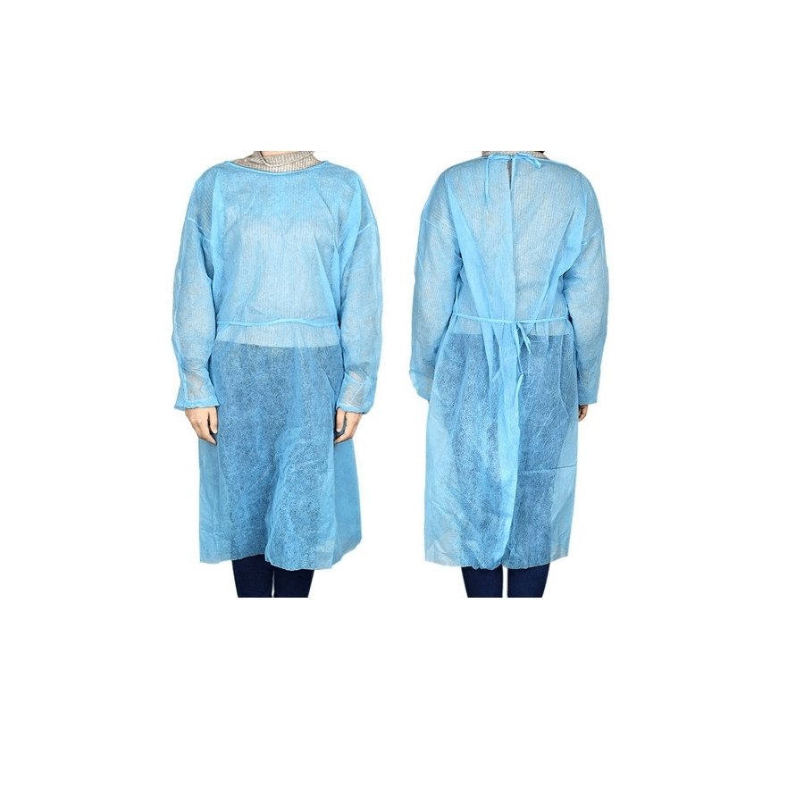 Gala de aislamiento desechable impermeable con puños de punto no tejido personalizada para venta al por mayor