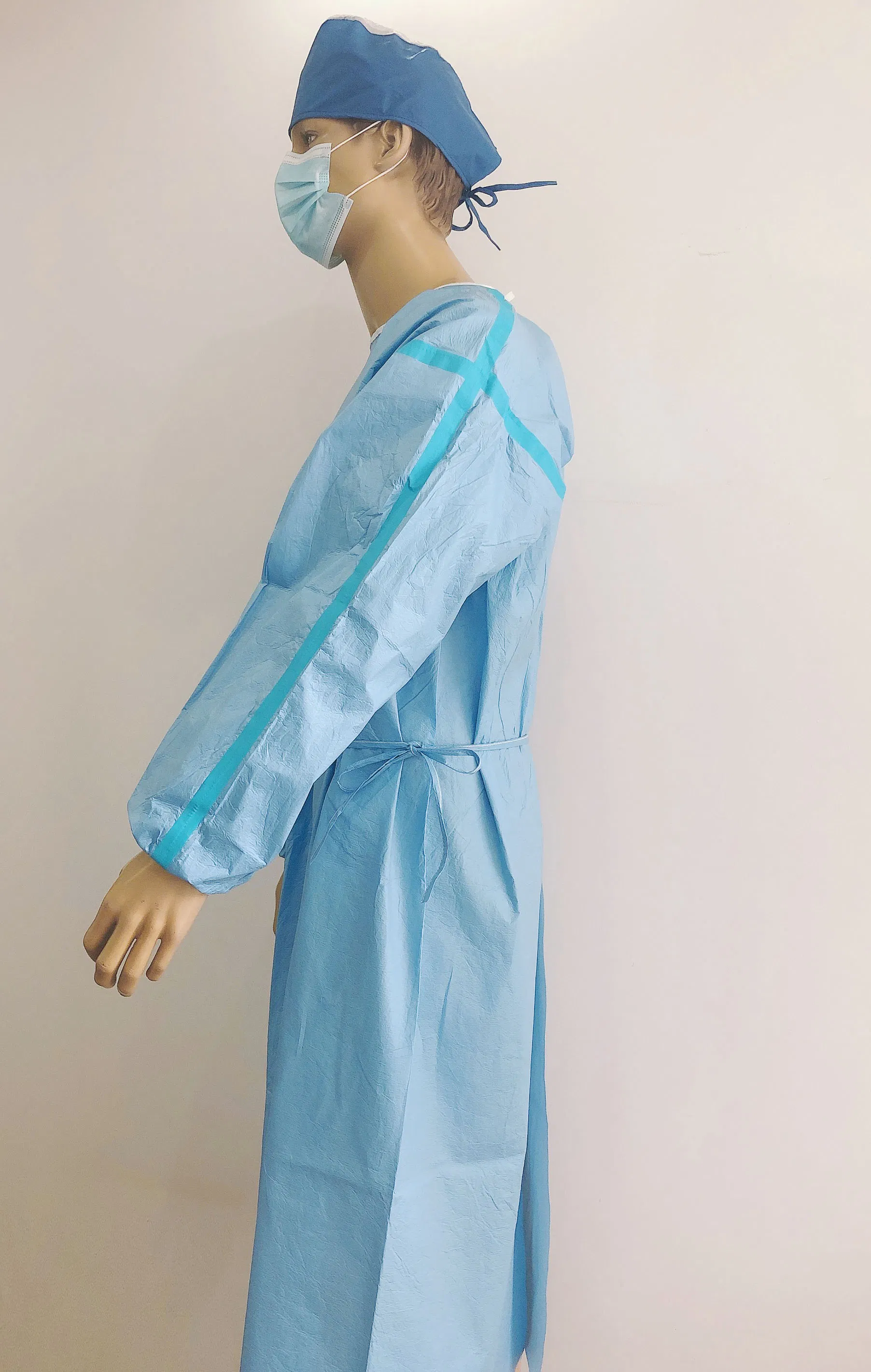 Gown de AAMI Nivel 3 Microporoso Laminado, Soldado por Calor, Aislamiento, Eo Esterilizado,