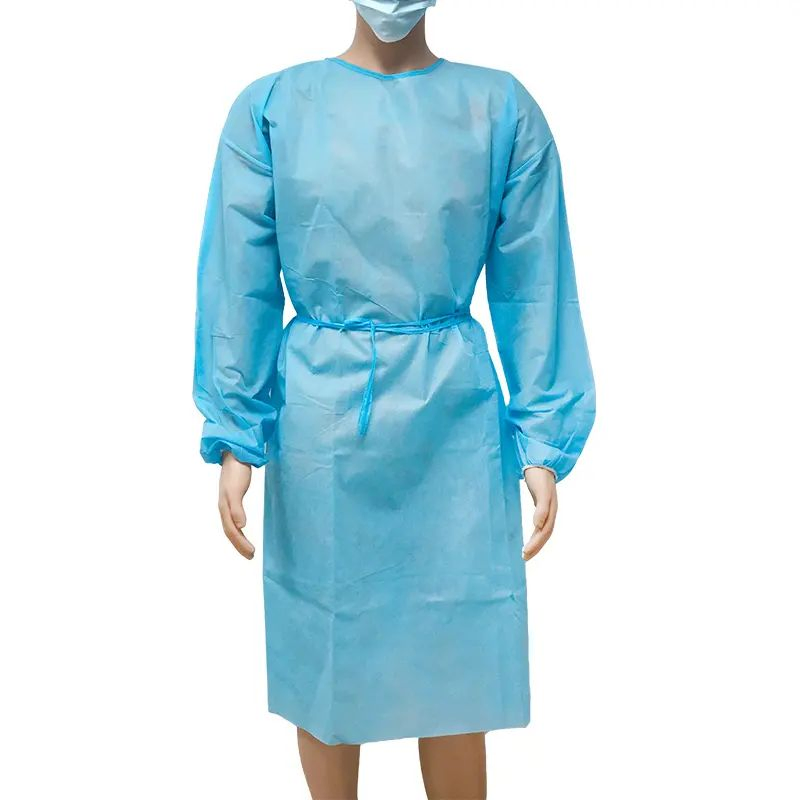 Bata de Aislamiento de Polietileno Desechable CPE Impermeable con Manga Larga 35g y Abertura para el Pulgar