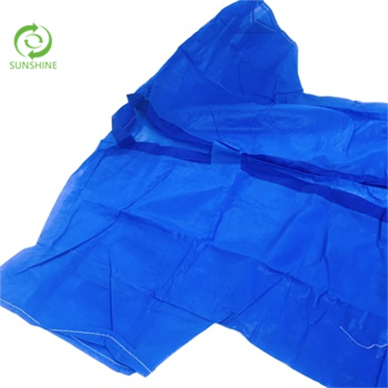 Tela no tejida Sunshine transpirable impermeable azul bata de aislamiento a precio de fábrica