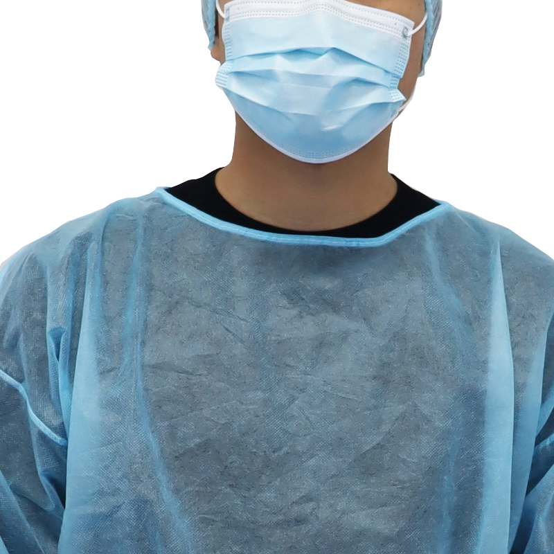 Bata quirúrgica desechable SMS/PP+PE aprobada por CE, impermeable, con aislamiento y puños elásticos/puños de punto para uso médico en hospitales y dentales