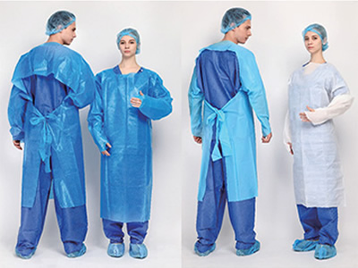 Bata de aislamiento desechable CPE con bucle para el pulgar para protección
